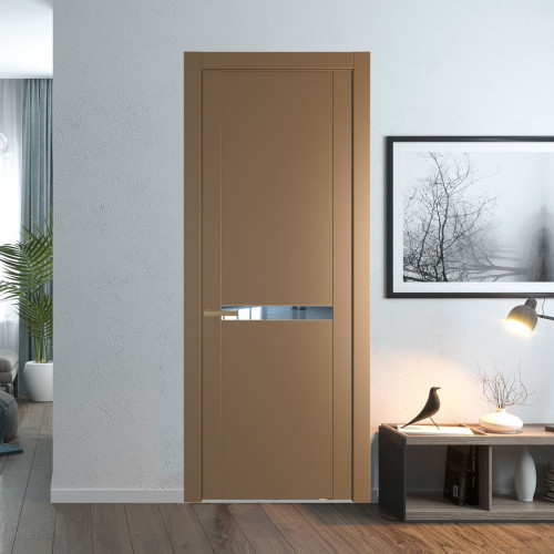 Межкомнатная дверь ProfilDoors 1.4P.O Перламутр золото Зеркало молдинг Золото