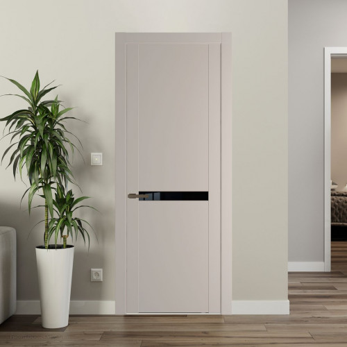 Межкомнатная дверь ProfilDoors 1.4P.O Сэнд Lacobel Черный лак молдинг Деорэ