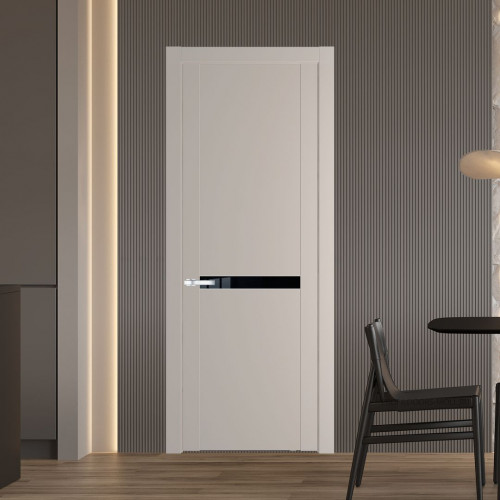 Межкомнатная дверь ProfilDoors 1.4P Сэнд Lacobel Черный лак молдинг Серебро
