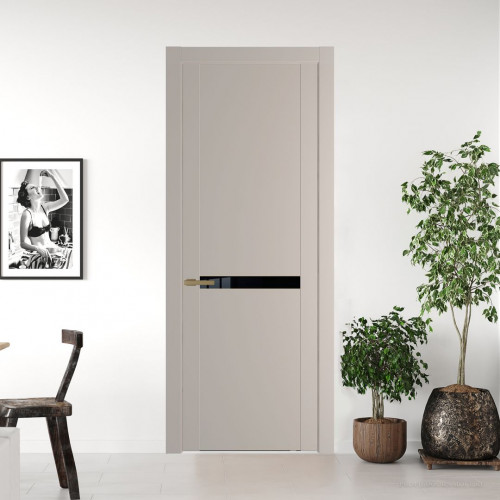 Межкомнатная дверь ProfilDoors 1.4P.O Сэнд Lacobel Черный лак молдинг Золото