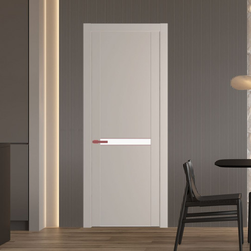 Межкомнатная дверь ProfilDoors 1.4P.O Сэнд Монохром белый просветленный молдинг Красный антрацит