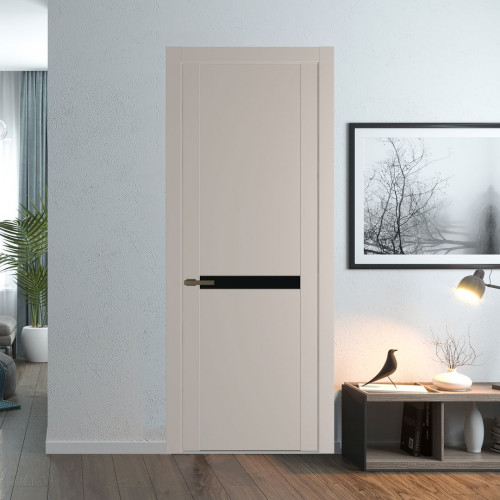 Межкомнатная дверь ProfilDoors 1.4P.O Сэнд Монохром черный молдинг Деорэ