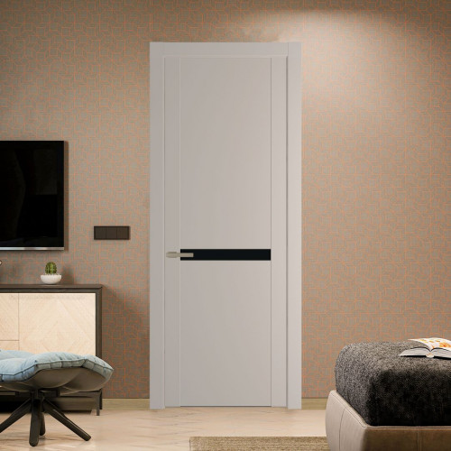 Межкомнатная дверь ProfilDoors 1.4P.O Сэнд Монохром черный молдинг Никель матовый