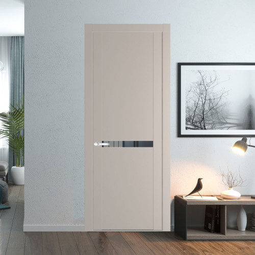 Межкомнатная дверь ProfilDoors 1.4P Сэнд Зеркало Grey молдинг Серебро