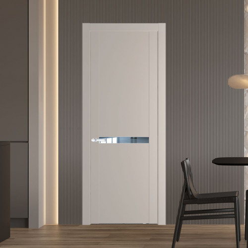 Межкомнатная дверь ProfilDoors 1.4P.O Сэнд Зеркало молдинг Серебро