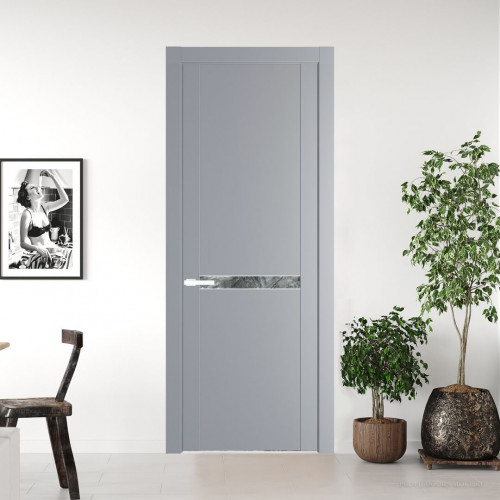 Межкомнатная дверь ProfilDoors 1.4P Смоки Атриум серебро молдинг Вайт