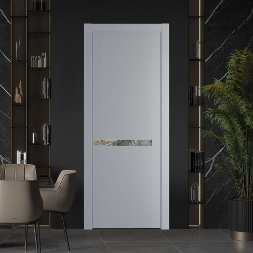 Межкомнатная дверь ProfilDoors 1.4P.O Смоки Атриум серебро молдинг Золото