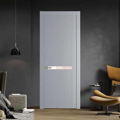 Межкомнатная дверь ProfilDoors 1.4P.O Смоки Lacobel Перламутровый лак молдинг Никель матовый