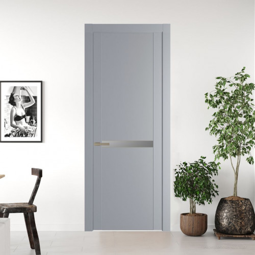 Межкомнатная дверь ProfilDoors 1.4P Смоки Lacobel Серебряный лак молдинг Никель матовый