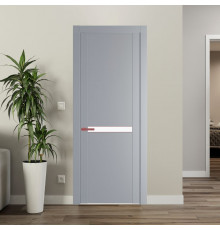 Межкомнатная дверь ProfilDoors 1.4P Смоки Монохром белый просветленный молдинг Красный антрацит