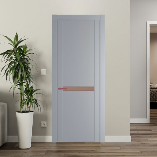 Межкомнатная дверь ProfilDoors 1.4P.O Смоки Монохром капучино молдинг Красный антрацит