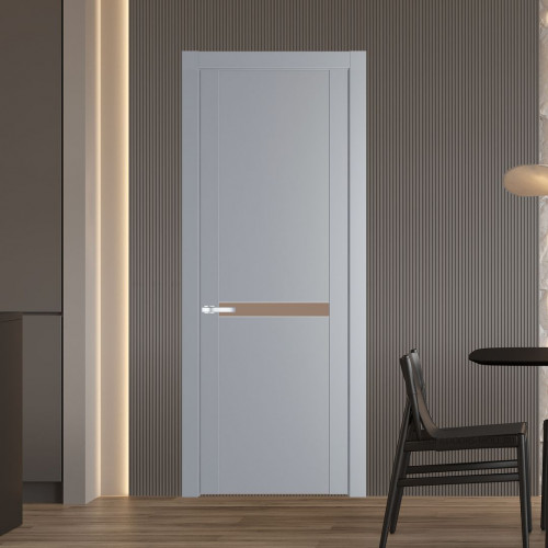 Межкомнатная дверь ProfilDoors 1.4P.O Смоки Монохром капучино молдинг Серебро