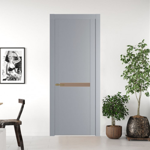 Межкомнатная дверь ProfilDoors 1.4P.O Смоки Монохром капучино молдинг Золото