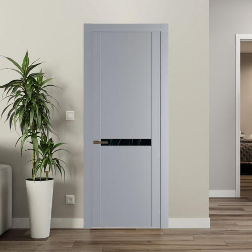 Межкомнатная дверь ProfilDoors 1.4P.O Смоки Неро мрамор молдинг Деорэ