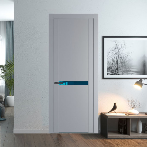 Межкомнатная дверь ProfilDoors 1.4P Смоки Зеркало Blue молдинг Серая ночь