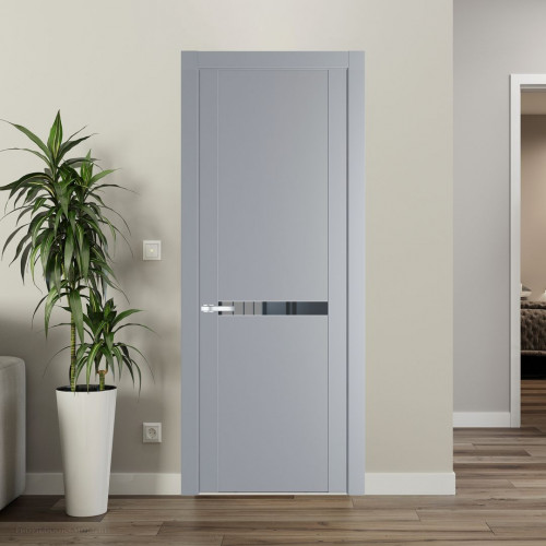 Межкомнатная дверь ProfilDoors 1.4P Смоки Зеркало Grey молдинг Серебро
