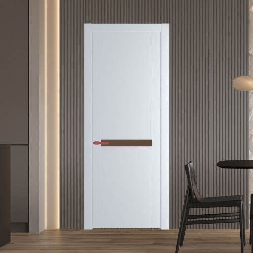 Межкомнатная дверь ProfilDoors 1.4P.O Вайт Монохром гляссе молдинг Красный антрацит