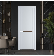 Межкомнатная дверь ProfilDoors 1.4P.O Вайт Монохром гляссе молдинг Серебро