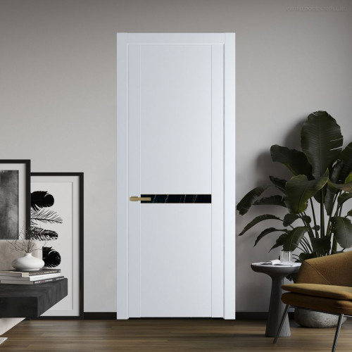 Межкомнатная дверь ProfilDoors 1.4P Вайт Неро мрамор молдинг Золото