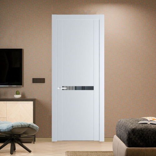 Межкомнатная дверь ProfilDoors 1.4P Вайт Зеркало Grey молдинг Серебро
