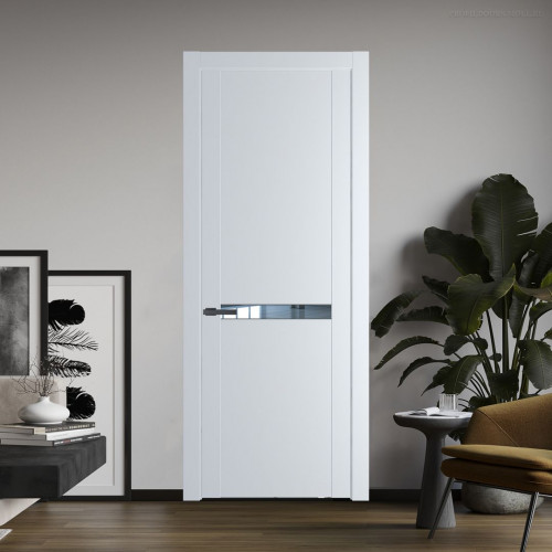 Межкомнатная дверь ProfilDoors 1.4P Вайт Зеркало молдинг Серая ночь