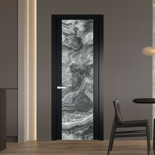 Межкомнатная дверь ProfilDoors 1.7P.O Блэк Атриум серебро