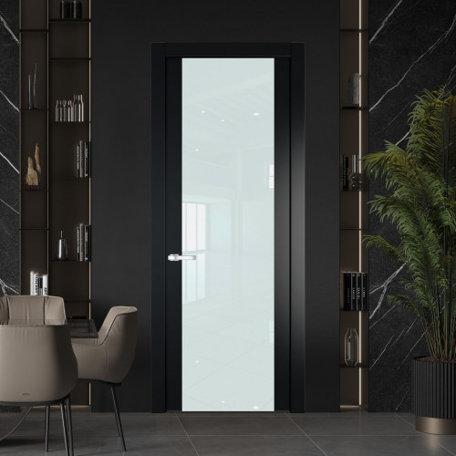 Межкомнатная дверь ProfilDoors 1.7P Блэк Lacobel Белый лак