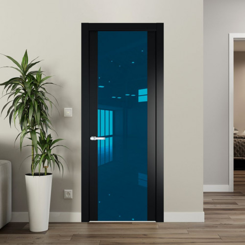 Межкомнатная дверь ProfilDoors 1.7P Блэк Зеркало Blue