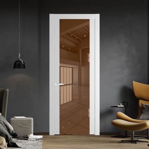 Межкомнатная дверь ProfilDoors 1.7P Крем Вайт Зеркало Bronza
