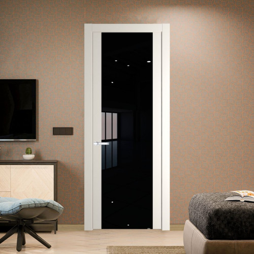 Межкомнатная дверь ProfilDoors 1.7P Перламутр белый Lacobel Черный лак