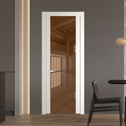 Межкомнатная дверь ProfilDoors 1.7P Перламутр белый Зеркало Bronza