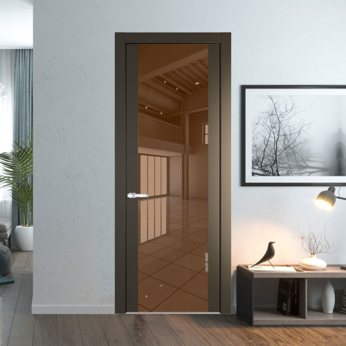 Межкомнатная дверь ProfilDoors 1.7P Перламутр бронза Зеркало Bronza