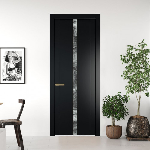 Межкомнатная дверь ProfilDoors 1.8P.O Блэк Атриум серебро молдинг Золото