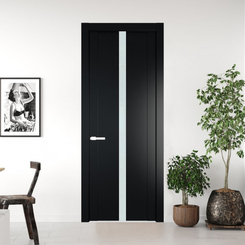 Межкомнатная дверь ProfilDoors 1.8P.O Блэк Lacobel Белый лак молдинг Вайт