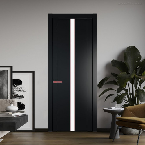 Межкомнатная дверь ProfilDoors 1.8P.O Блэк Монохром белый просветленный молдинг Красный антрацит