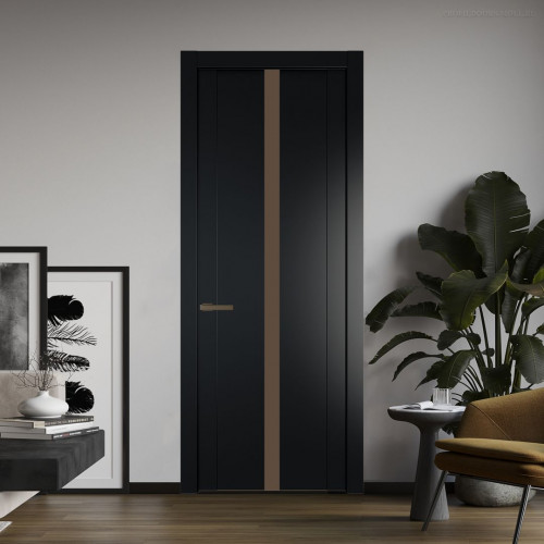 Межкомнатная дверь ProfilDoors 1.8P.O Блэк Монохром гляссе молдинг Деорэ