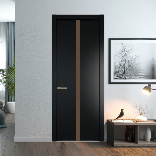 Межкомнатная дверь ProfilDoors 1.8P.O Блэк Монохром гляссе молдинг Шампань
