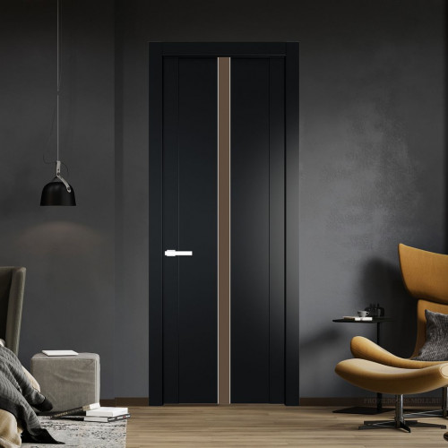 Межкомнатная дверь ProfilDoors 1.8P Блэк Монохром гляссе молдинг Вайт