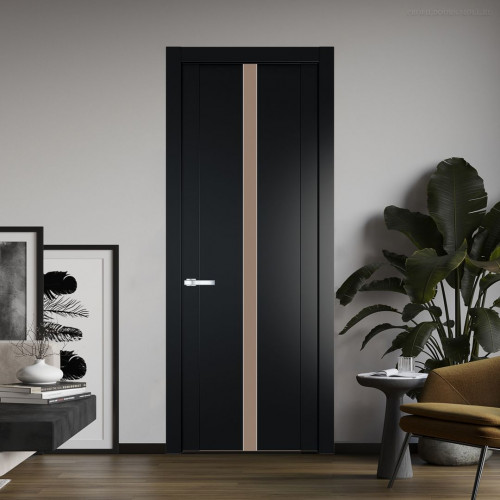 Межкомнатная дверь ProfilDoors 1.8P.O Блэк Монохром капучино молдинг Серебро