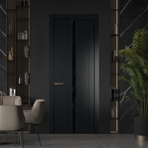 Межкомнатная дверь ProfilDoors 1.8P Блэк Неро мрамор молдинг Деорэ