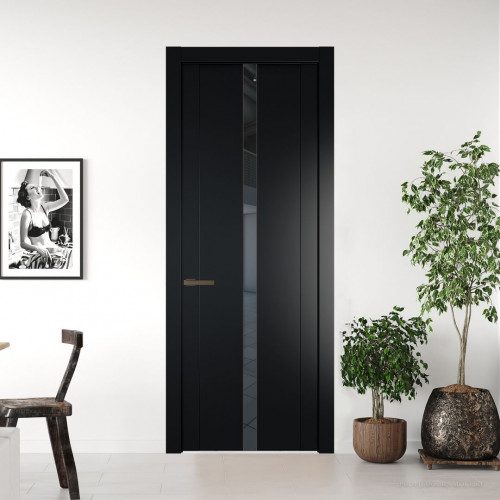 Межкомнатная дверь ProfilDoors 1.8P Блэк Зеркало Grey молдинг Деорэ
