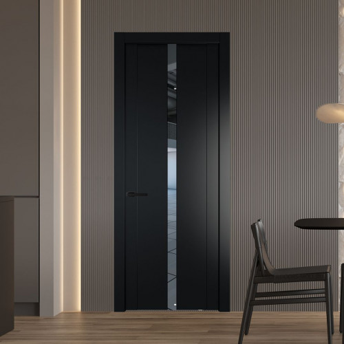 Межкомнатная дверь ProfilDoors 1.8P Блэк Зеркало молдинг Черный матовый