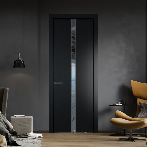 Межкомнатная дверь ProfilDoors 1.8P.O Блэк Зеркало молдинг Серая ночь