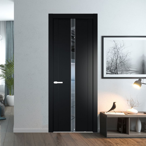 Межкомнатная дверь ProfilDoors 1.8P.O Блэк Зеркало молдинг Вайт