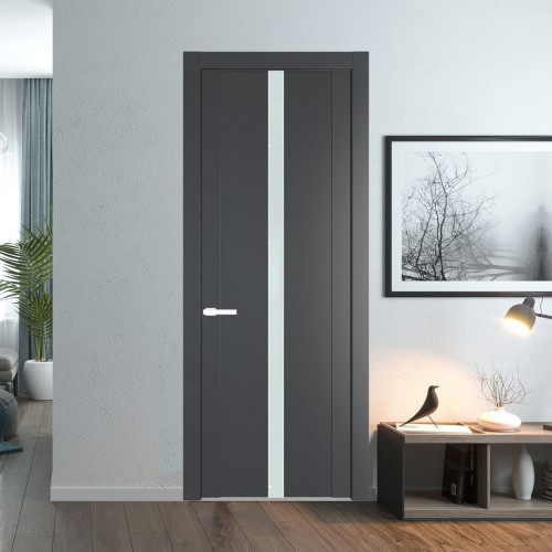 Межкомнатная дверь ProfilDoors 1.8P.O Графит Lacobel Белый лак молдинг Вайт