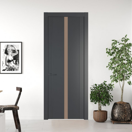 Межкомнатная дверь ProfilDoors 1.8P.O Графит Монохром капучино молдинг Серая ночь