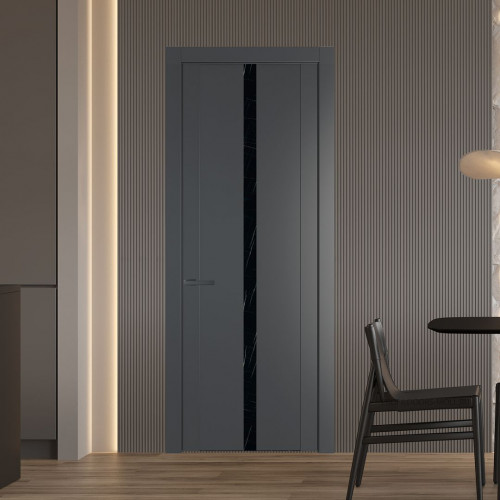Межкомнатная дверь ProfilDoors 1.8P Графит Неро мрамор молдинг Серая ночь