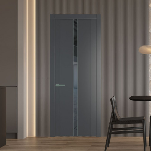 Межкомнатная дверь ProfilDoors 1.8P.O Графит Зеркало Grey молдинг Зеленый воск