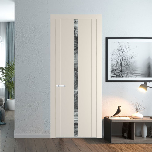 Межкомнатная дверь ProfilDoors 1.8P Кремовая Магнолия Атриум серебро молдинг Серебро