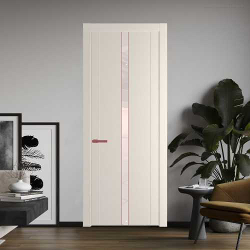 Межкомнатная дверь ProfilDoors 1.8P Кремовая Магнолия Lacobel Перламутровый лак молдинг Красный антрацит